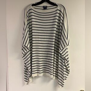 Chaps White & Blue Stripe Nautical Poncho O/S